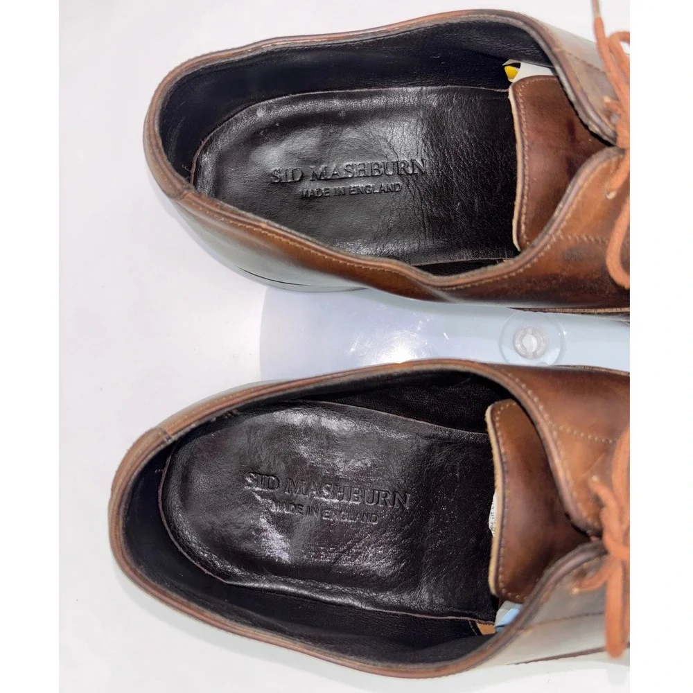SID MASHBURN Mens Dress Shoes Dark Brown Leather‎ Cap Toe Oxford England 10.5